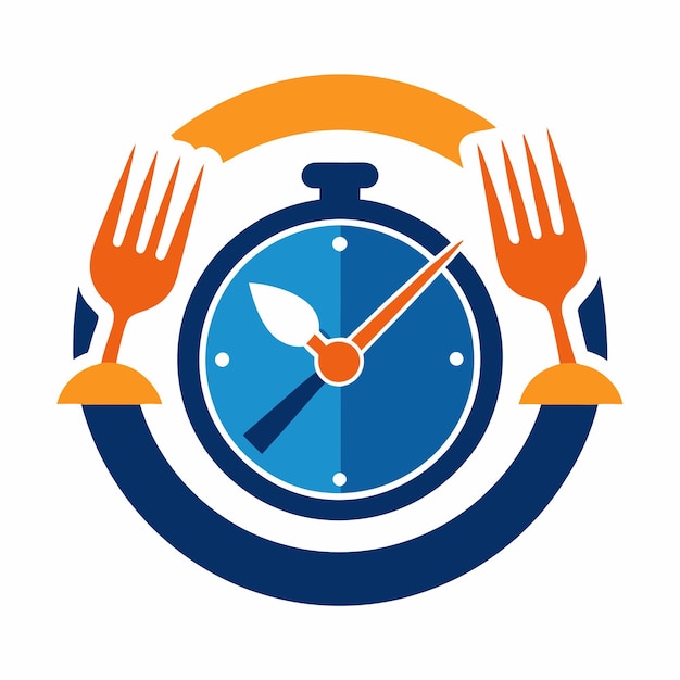 Vector lunchbreak logo design featuring a playful and appetizing lunch time icon