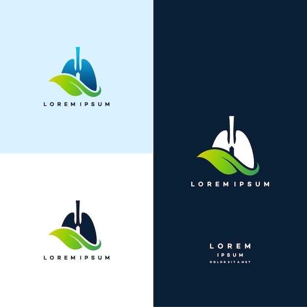 Lung care logo designs vector, Eco Lungs logo concept vector, Lungs Health logo template