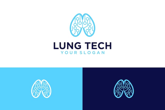 lung logo design with technology and health