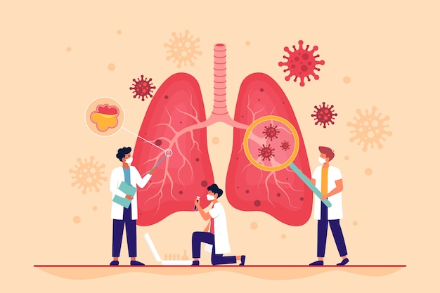 Lungs being affected by the coronavirus with pneumonia