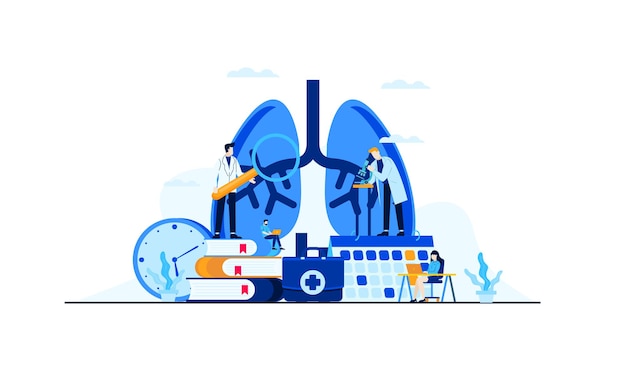 Lungs disease  flat illustration doctor's research for treatment concept design