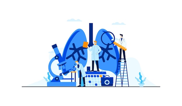 Lungs disease  flat illustration doctor's research for treatment concept design