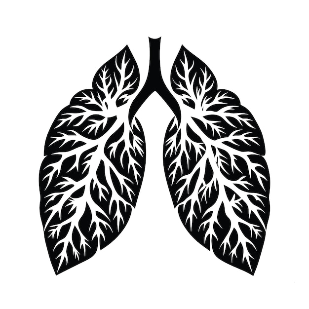 Lungs Icon on Black and White Vector Backgrounds