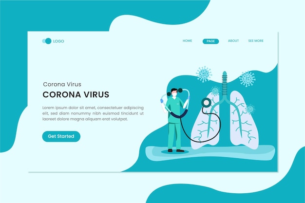 Lungs With Coronavirus Ncov19 Flat Concept Landing Page Template