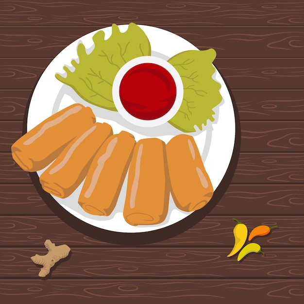 Lunpia illustration vector flat design