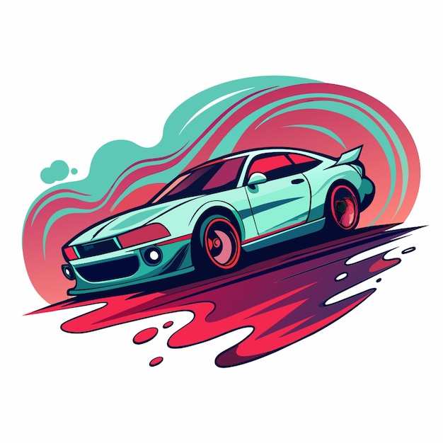 Vector a luquify design of a drifting car bacground color white vector illustration