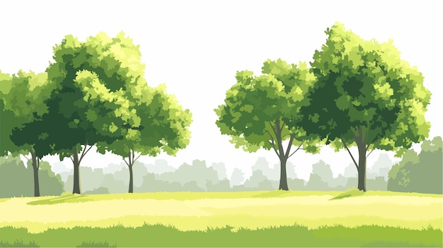 Vector lush green trees in park landscape