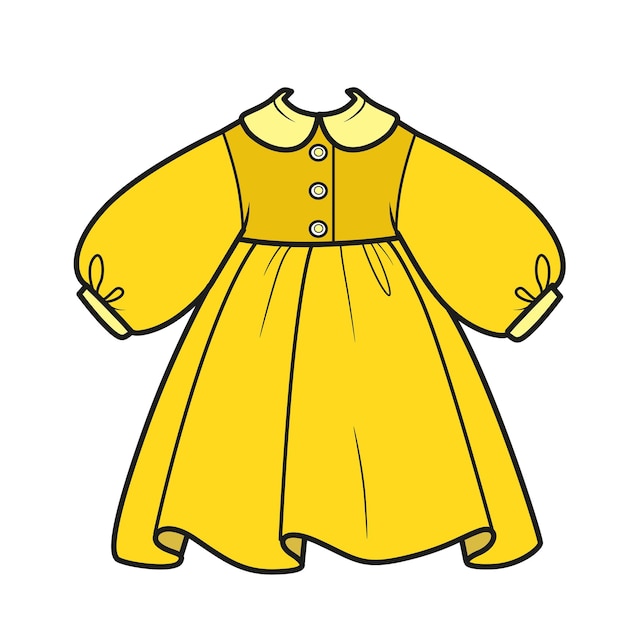 Lush longsleeved dress color variation for coloring page on a white background