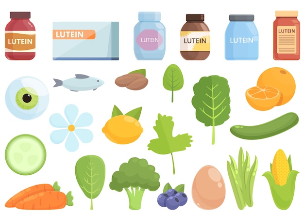 Lutein icon cartoon vector. Eye blueberry. Health care