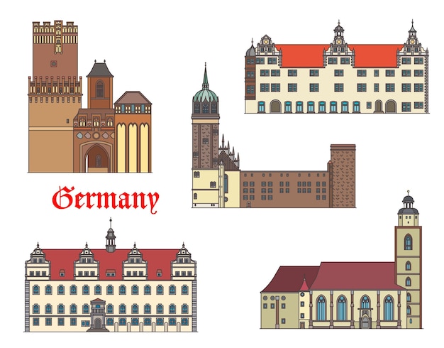 Vector lutherstadt wittenberg torgau germany buildings