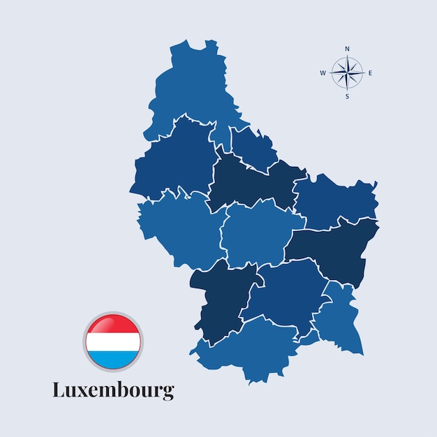 Luxembourg map with flag Luxembourg flag map