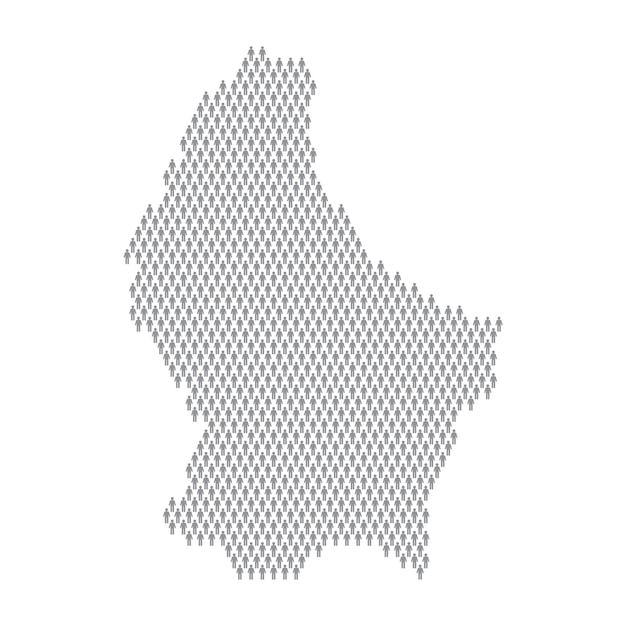 Luxembourg population infographic map made from stick figure people