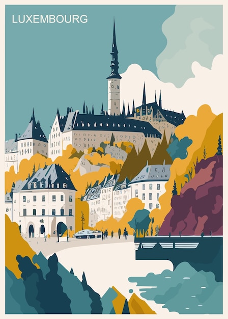 Luxembourg vintage poster design concept