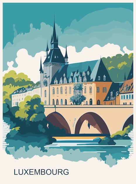 Luxembourg vintage poster design concept