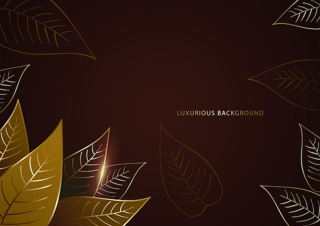 Luxurious abstract leaves with golden lines modern luxurious vector background