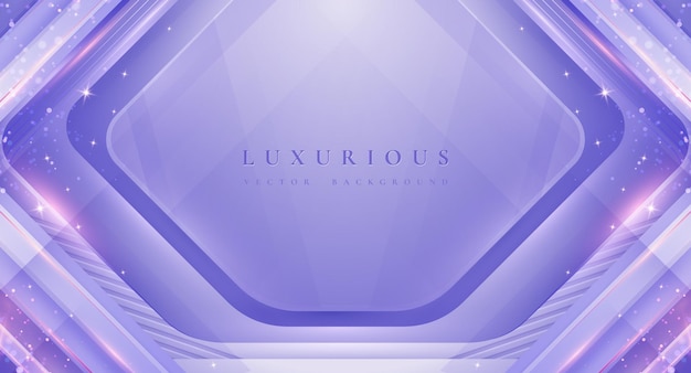 Luxurious Abstract purple background with shiny gold lines and empty space for your promotional text