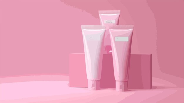 Vector luxurious beauty cream tube packaging mockup on pink background