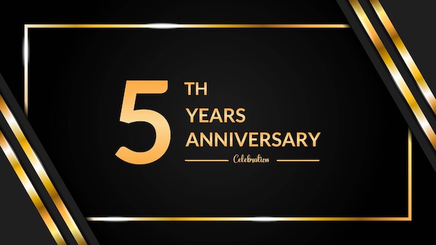 Luxurious and elegant design for 5th anniversary celebration in black and gold Vector Template