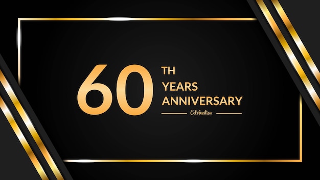 Luxurious and elegant design for 60th anniversary celebration in black and gold Vector Template