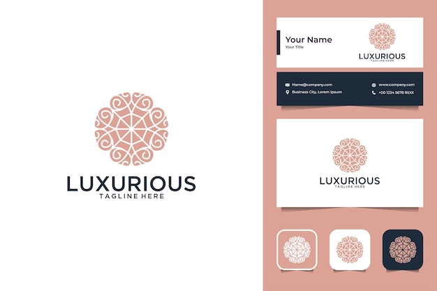 Luxurious flower geometry logo design and business card