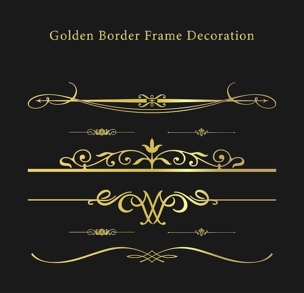 Vector luxurious gold border and frame decoration elements vector set