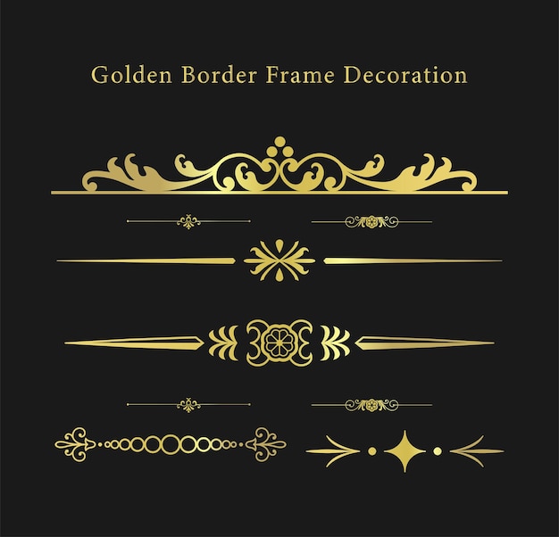 Vector luxurious gold border and frame decoration elements vector set