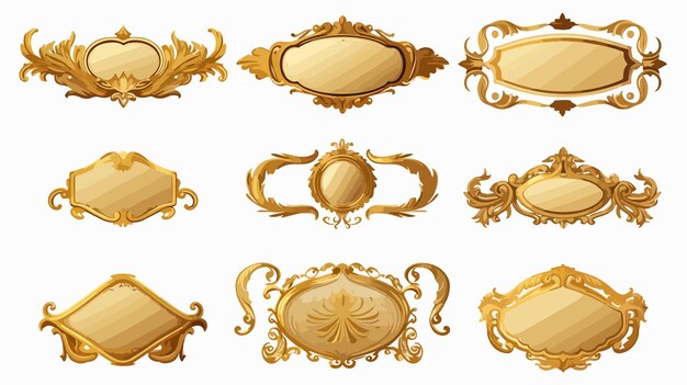 Vector luxurious golden emblems and badges frames set vector illustration