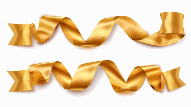 Luxurious Golden Satin Ribbons on Clean White Background Vector Illustration