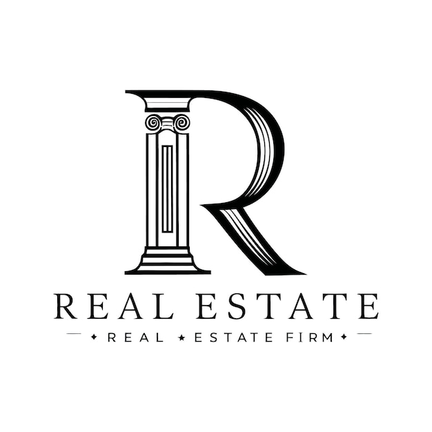 Vector luxurious letter r logo in the style of real estate