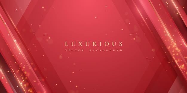 Luxurious modern red background with shiny gold lines and blank space for promotional text