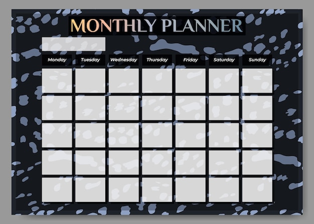 luxurious monthly planner template on deer skin backdrop. Blank monthly planner with notes.