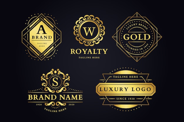 Luxurious retro brand logo set