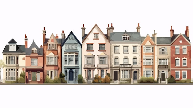 Vector luxurious row of edwardian villas