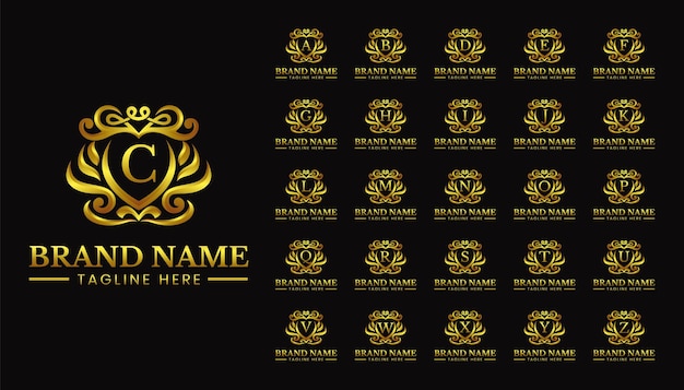 Luxurious shield letters set logo template