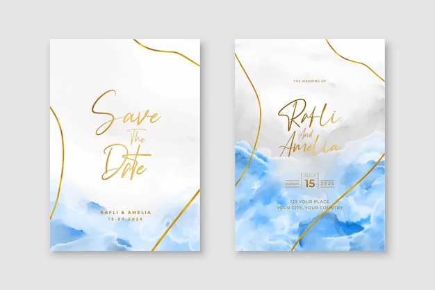 Luxurious watercolor wedding invitation card template