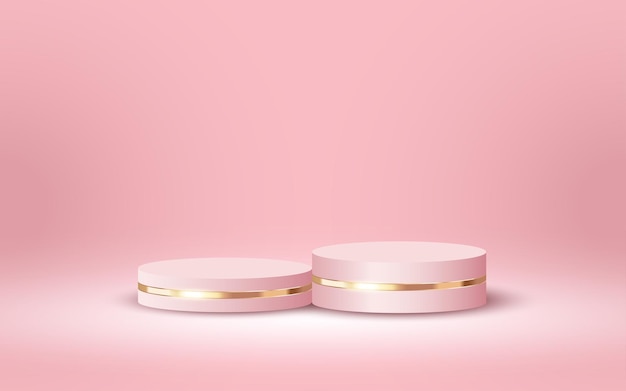 Luxury 3d Podium for Empty Cosmetic Products Show Scene on Soft Pink Background