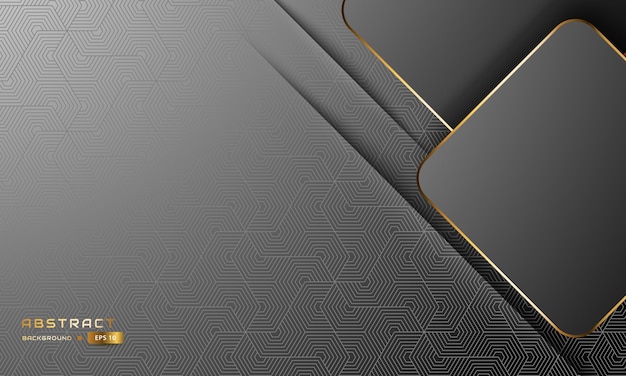 Luxury abstract black background with gold line geometric