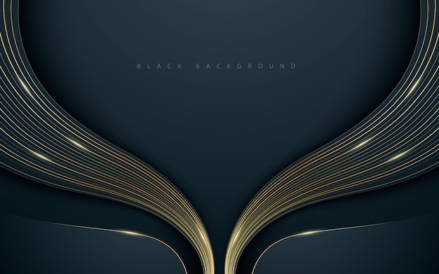 Luxury abstract black background with golden line decoration