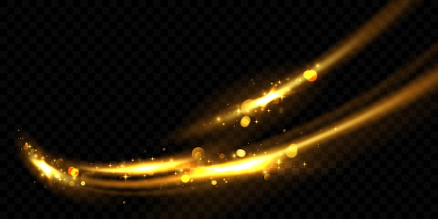 Luxury abstract golden light effect design vector illustration with glittering stars on black background