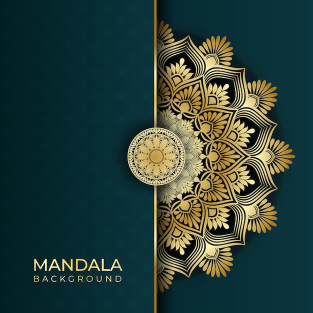 Luxury abstract Islamic mandala art background in gold color effects