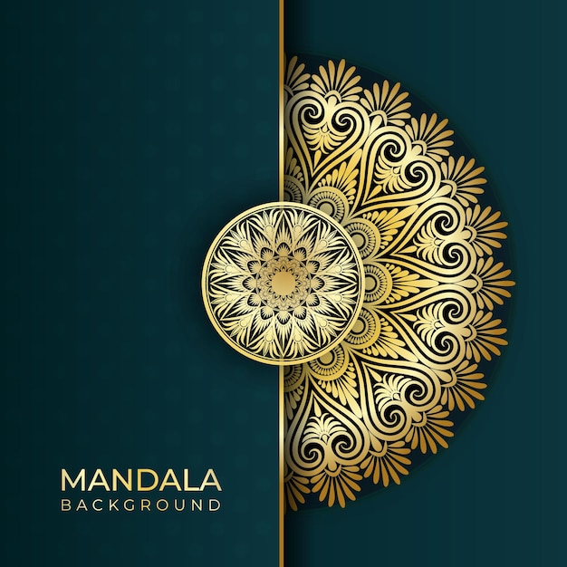 Luxury abstract Islamic mandala art background in gold color effects