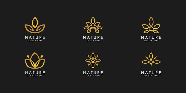 Luxury abstract leaf logo design illustration