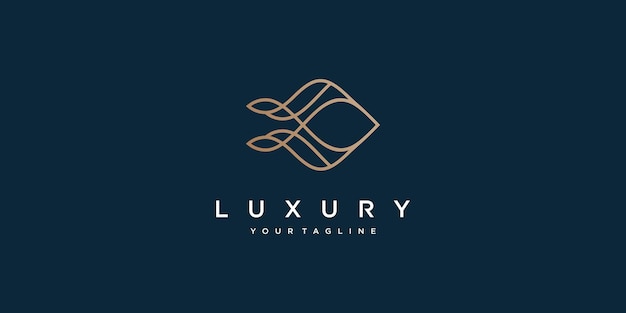 Luxury abstract linear logo design with unique shape Premium Vector