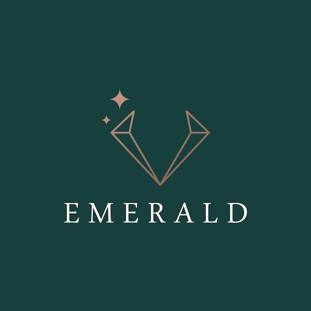 Vector luxury antique emerald gemstone logo template in trendy style for jewelry