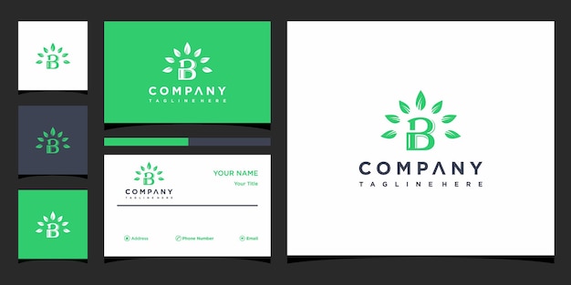 Luxury b logo with business card template Premium Vector