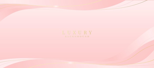 Luxury background abstract curves pink and gold colors for business banners jewelry ads