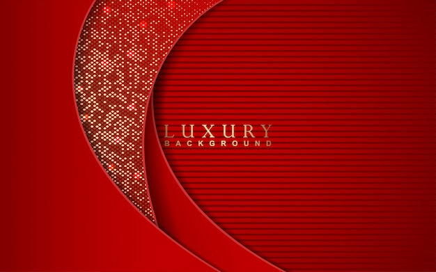 Vector luxury background design with red paper and golden decoration