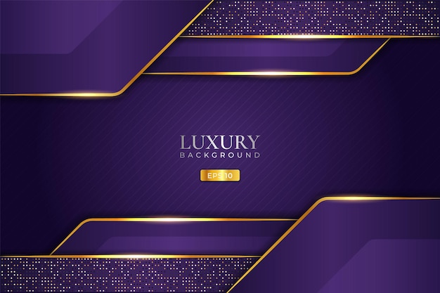 Luxury Background Purple Overlapped Layer with Elegant Glow Golden Effect and Glitter