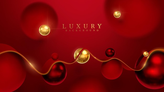 Luxury background and ribbon element and golden ball and blur effect decoration and glitter light