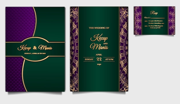 Luxury beautifull wedding invitation card template set